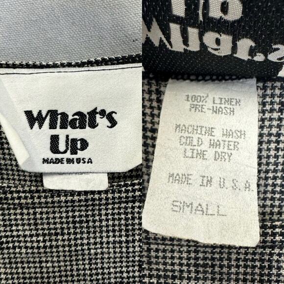 Vintage 80s linen lagenlook midi shift oversized dress houndstooth size small - Picture 8 of 16